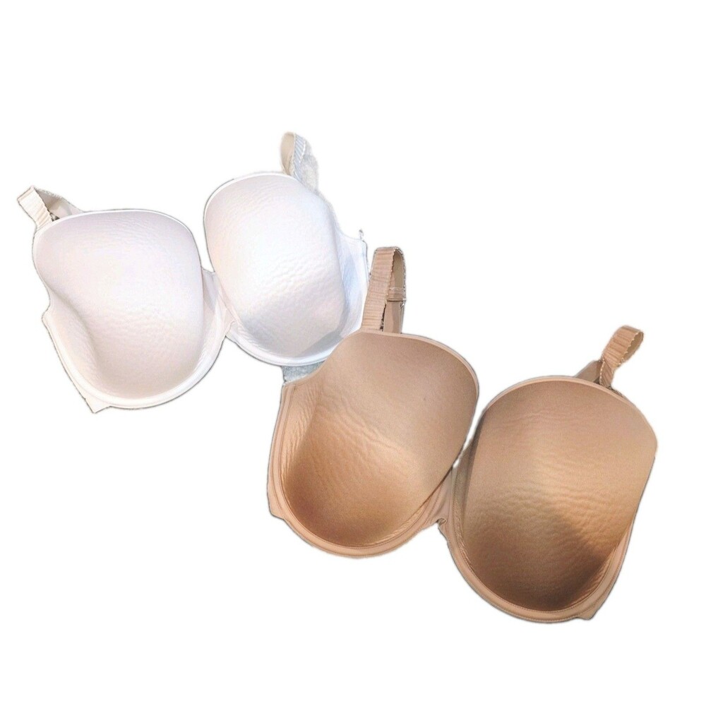 THIRD LOVE 34H 2pc 24/7 Classic T Shirt Beige White Underwire Back Close Bra Lot